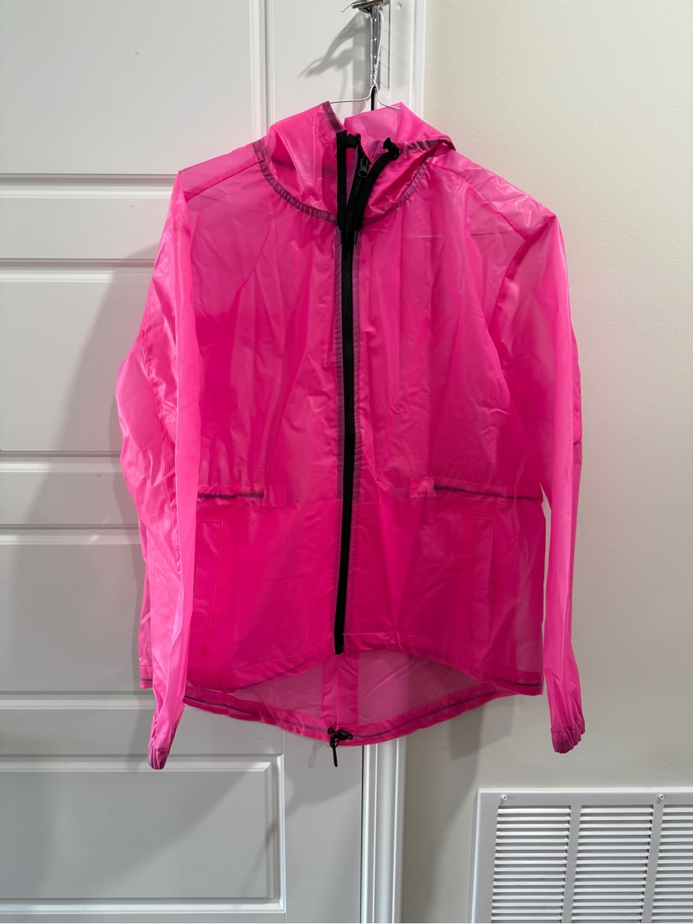 MTA Sport Hot Pink Hooded Windbreaker Jacket Women’s Large Rave Festival Neon